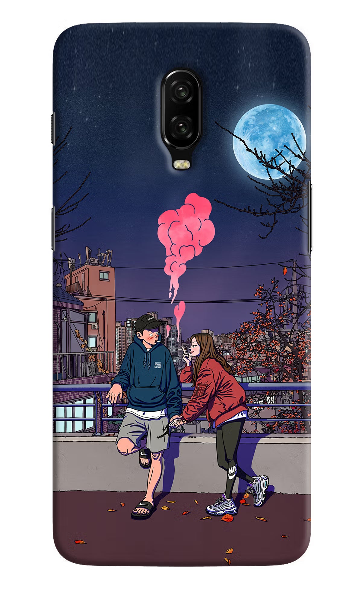 Chilling Couple Oneplus 6T Hard Case Back Cover by Casekaro