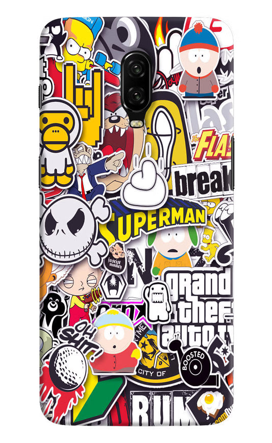 Sticker Bomb Oneplus 6T Hard Case Back Cover by Casekaro