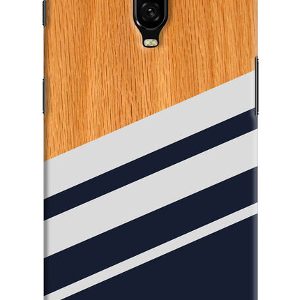 Blue and white wooden Oneplus 6T Hard Case Back Cover by Casekaro