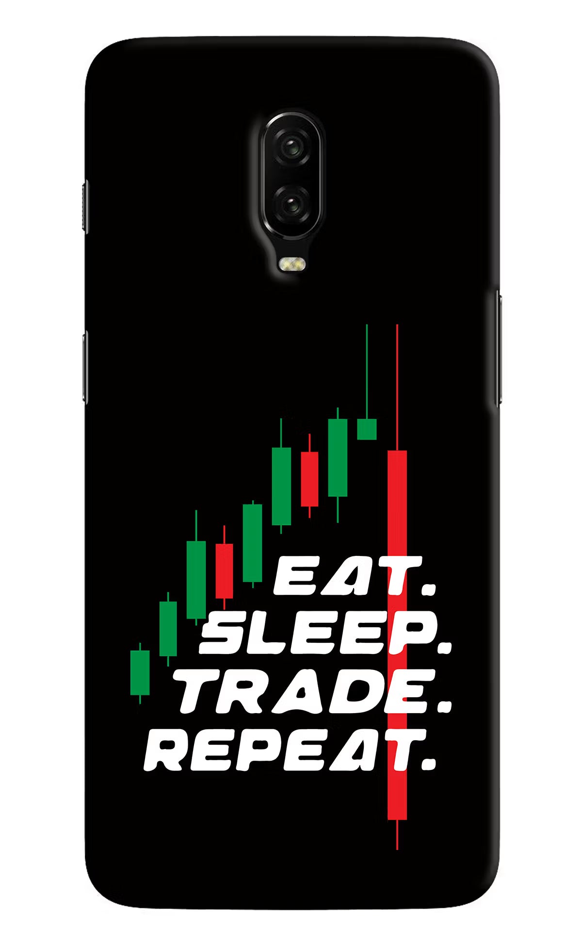 Eat Sleep Trade Repeat Oneplus 6T Hard Case Back Cover by Casekaro