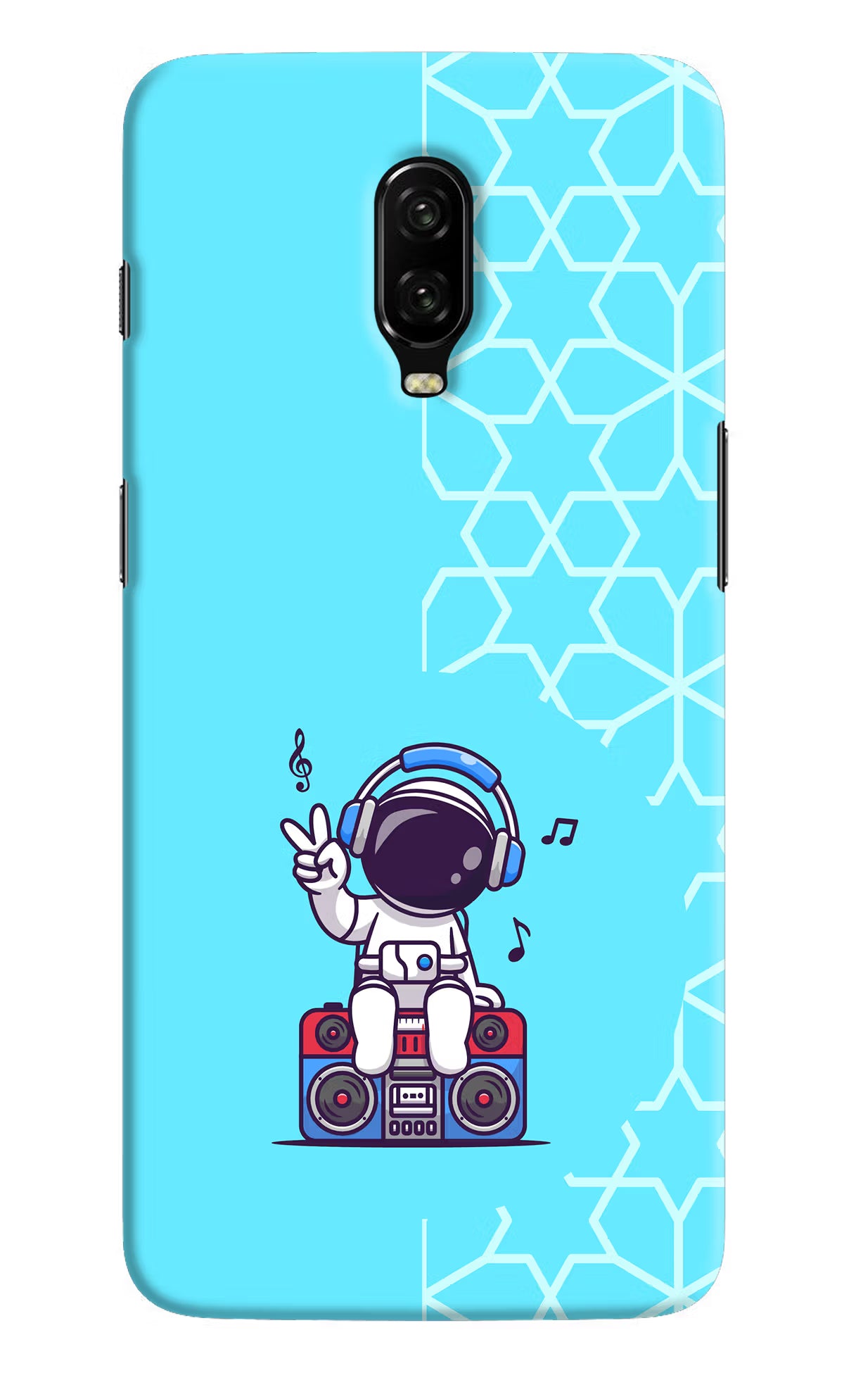 Cute Astronaut Chilling Oneplus 6T Hard Case Back Cover by Casekaro