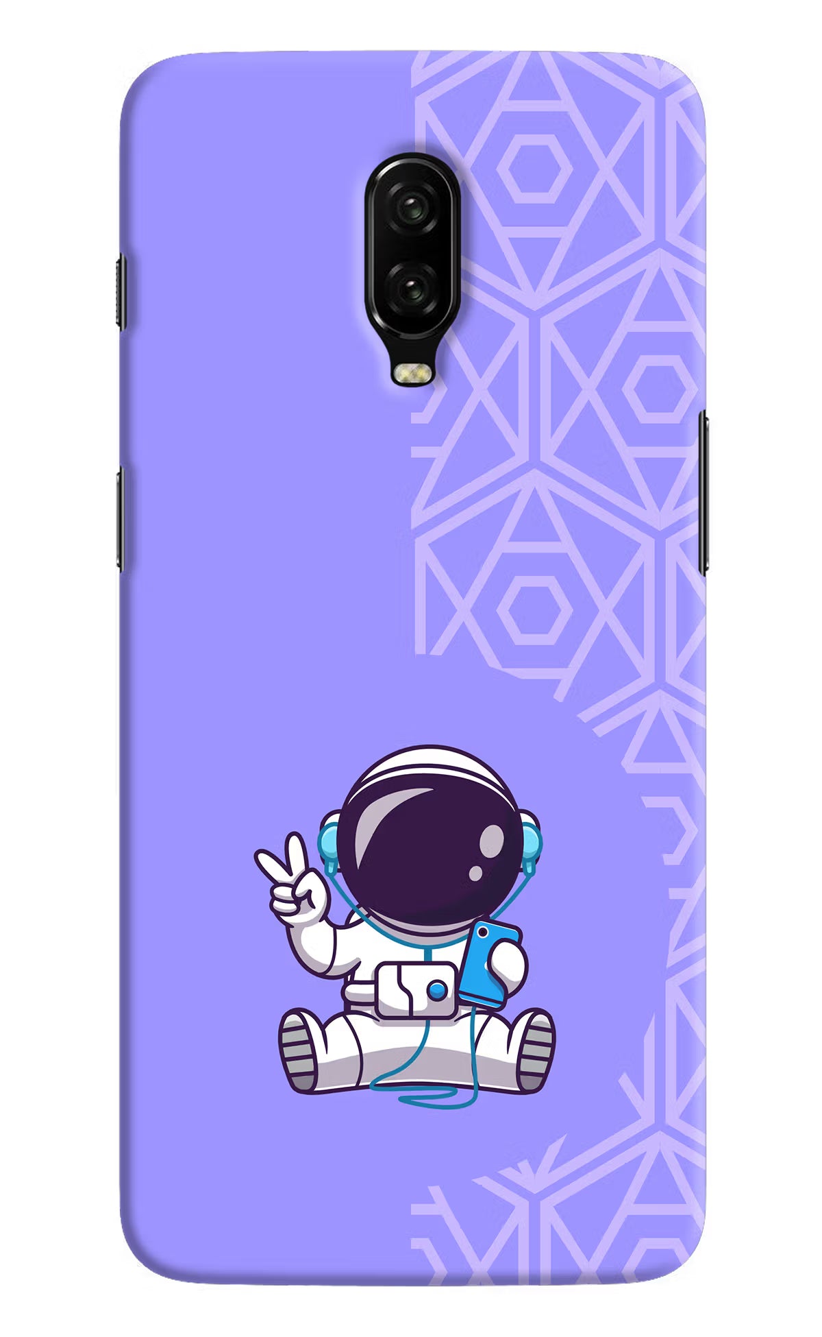Cute Astronaut Chilling Oneplus 6T Hard Case Back Cover by Casekaro