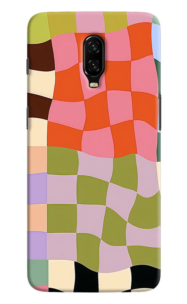 Wavy Grid Oneplus 6T Hard Case Back Cover by Casekaro