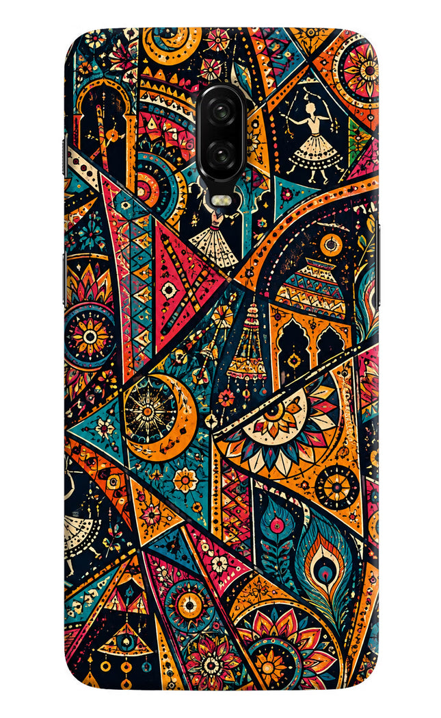 Folk Print Oneplus 6T Hard Case Back Cover by Casekaro