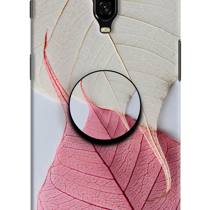 White Pink Leaf Oneplus 6T Pop Case by Casekaro