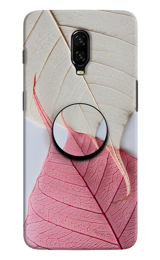White Pink Leaf Oneplus 6T Pop Case by Casekaro