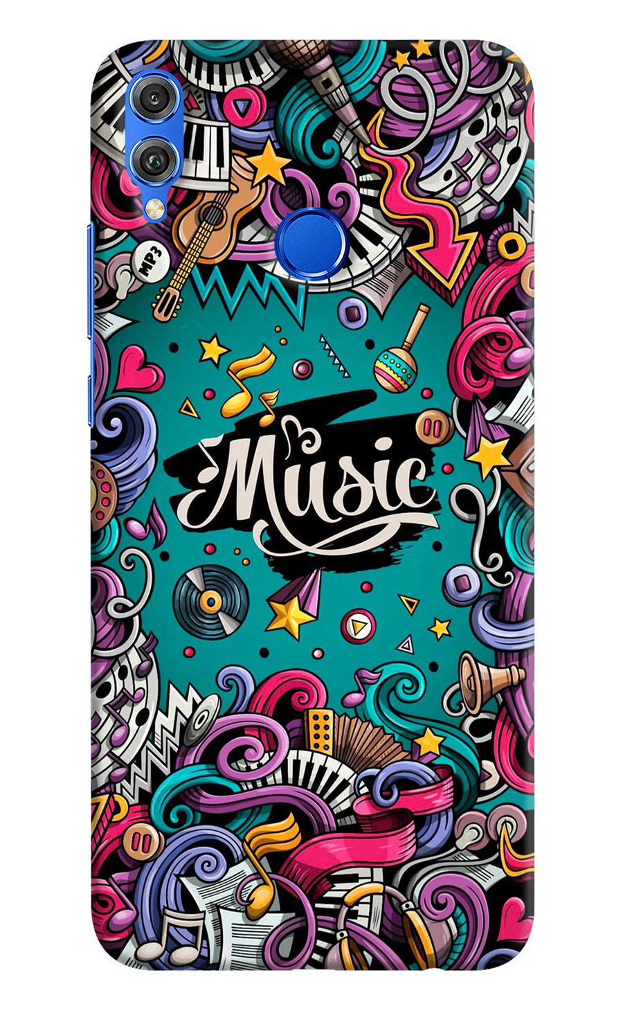 Music Graffiti Honor 8X Back Cover, Hard case