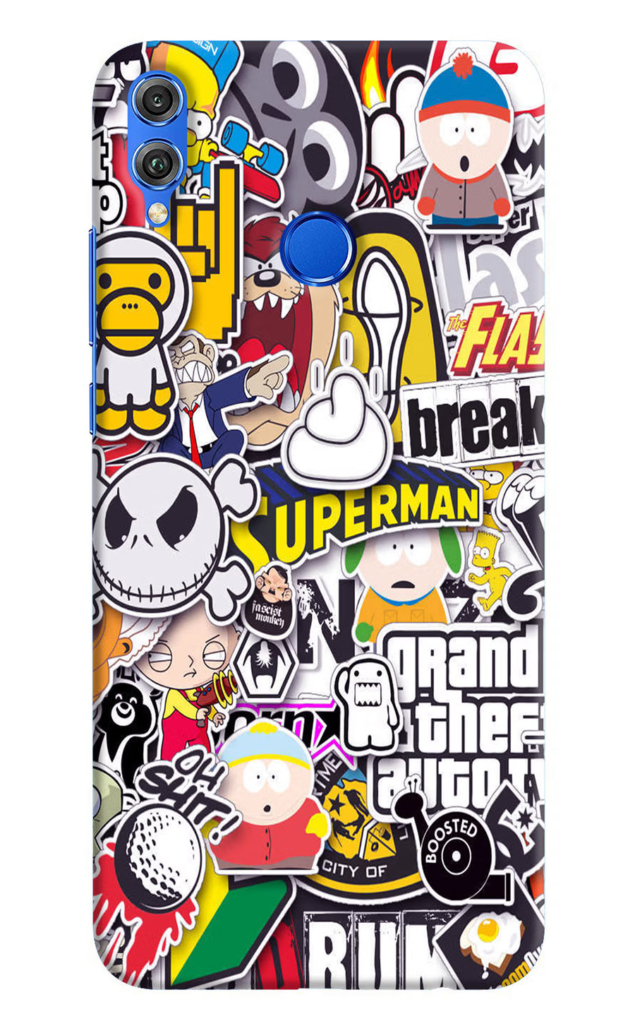 Sticker Bomb Honor 8X Back Cover, Hard case