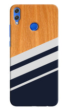 Blue and white wooden Honor 8X Hard Case Back Cover by Casekaro