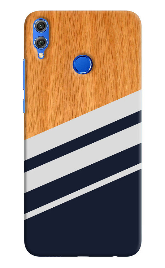 Blue and white wooden Honor 8X Hard Case Back Cover by Casekaro