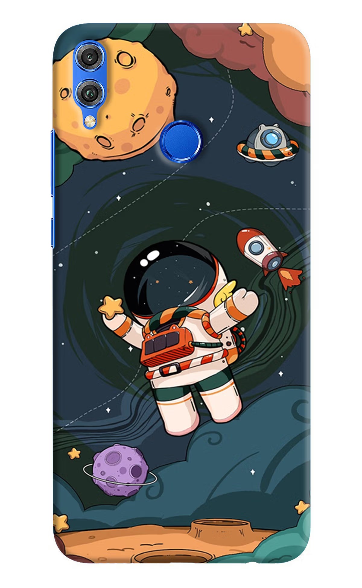 Cartoon Astronaut Honor 8X Hard Case Back Cover by Casekaro