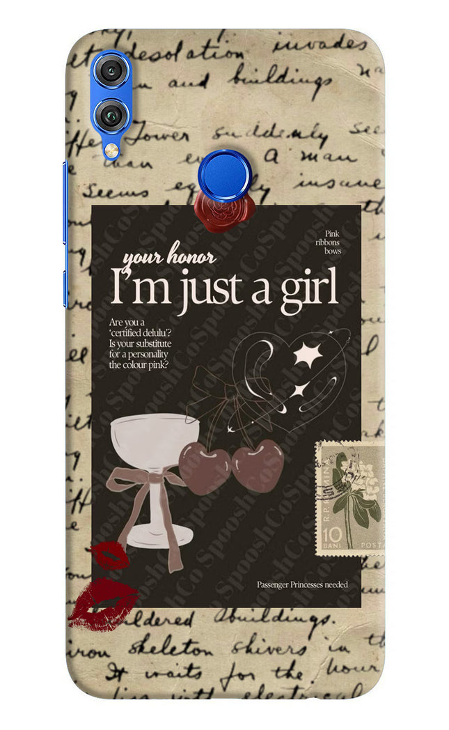 I am just a girl Honor 8X Hard Case Back Cover by Casekaro