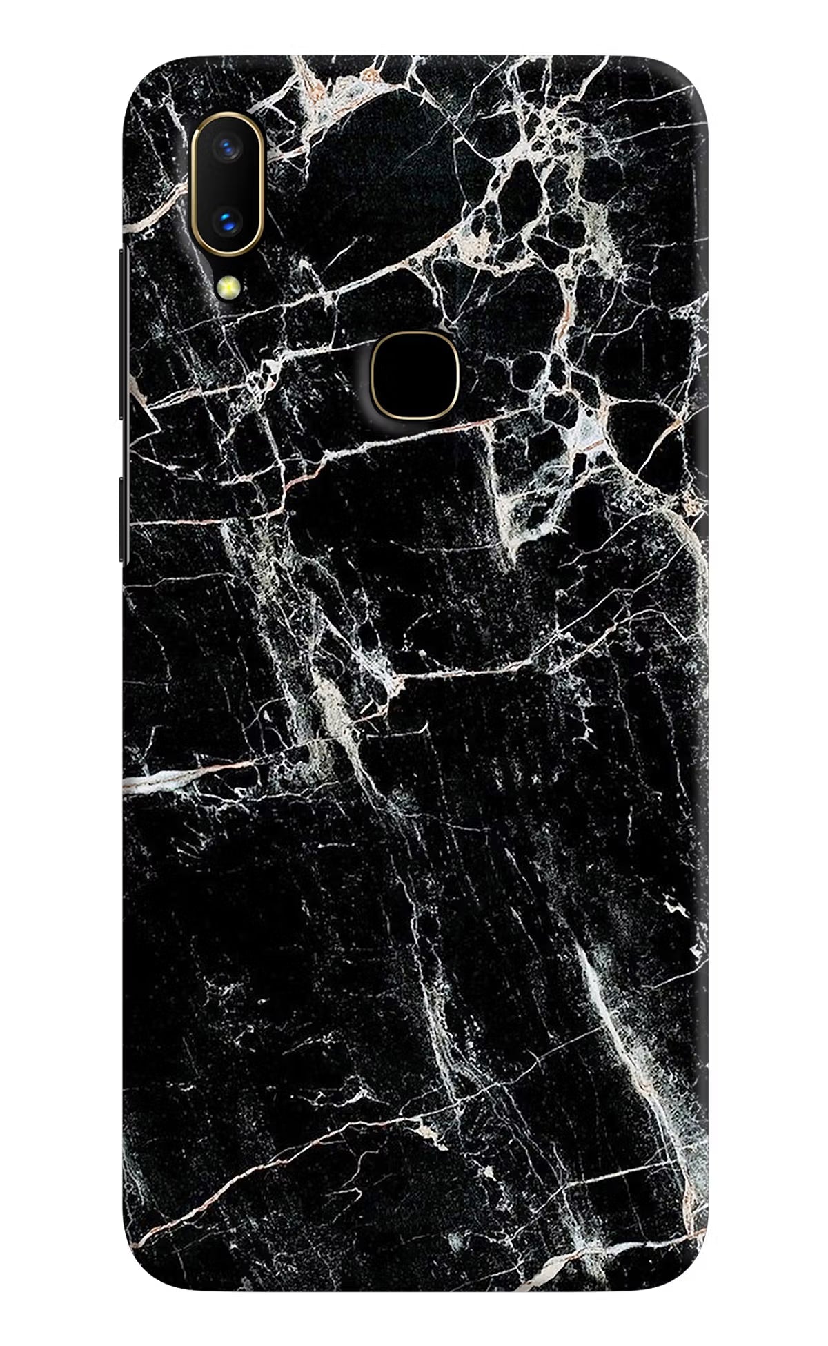 Black Marble Texture Vivo V11 Hard Case Back Cover by Casekaro