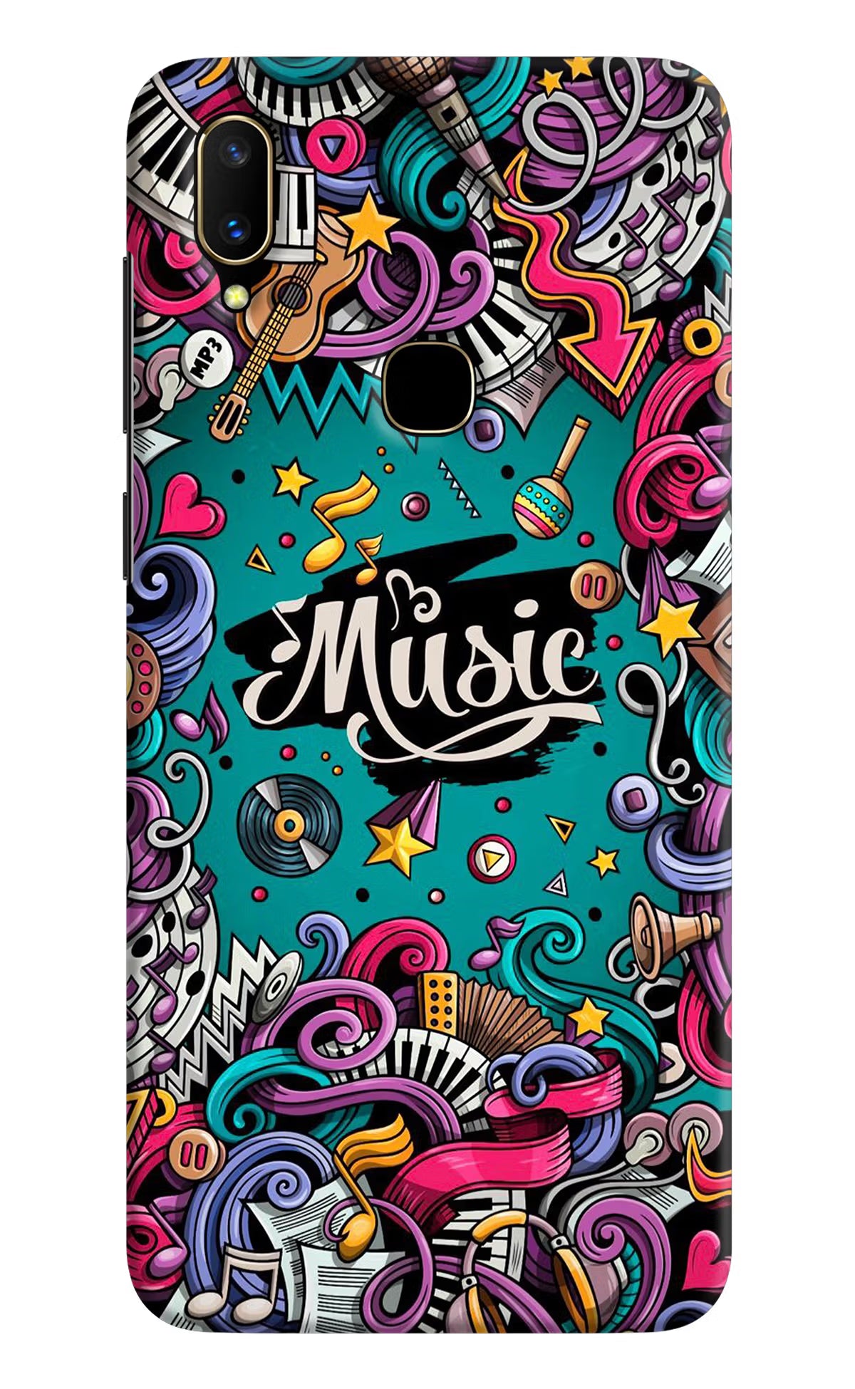 Music Graffiti Vivo V11 Hard Case Back Cover by Casekaro
