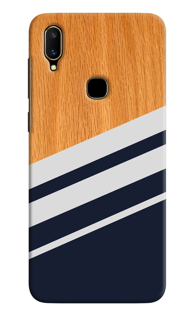 Blue and white wooden Vivo V11 Hard Case Back Cover by Casekaro