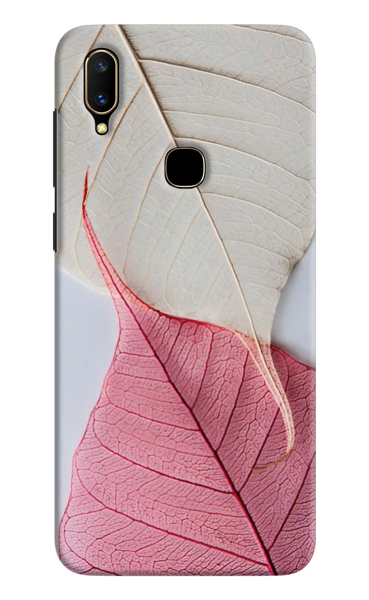 White Pink Leaf Vivo V11 Hard Case Back Cover by Casekaro