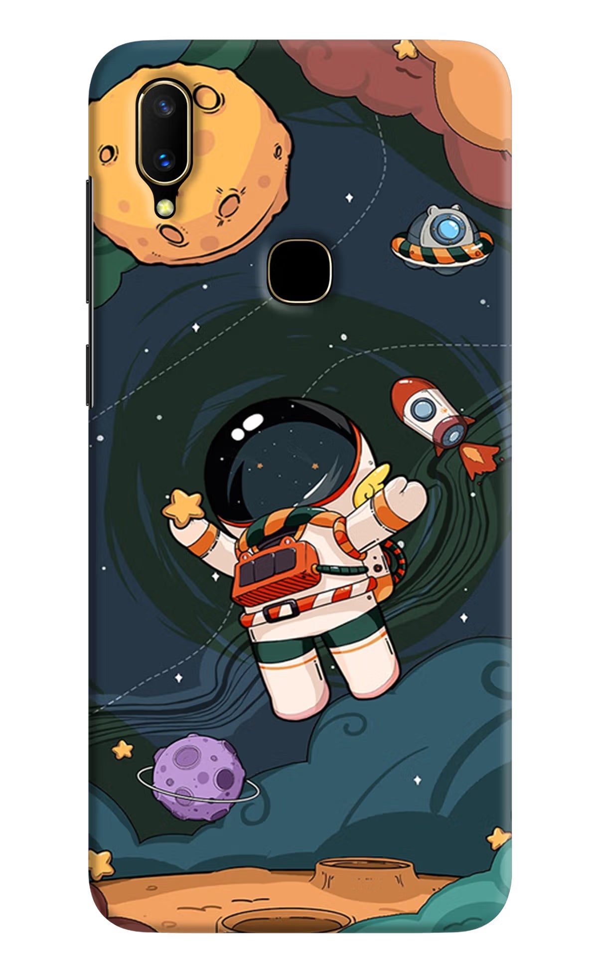 Cartoon Astronaut Vivo V11 Hard Case Back Cover by Casekaro
