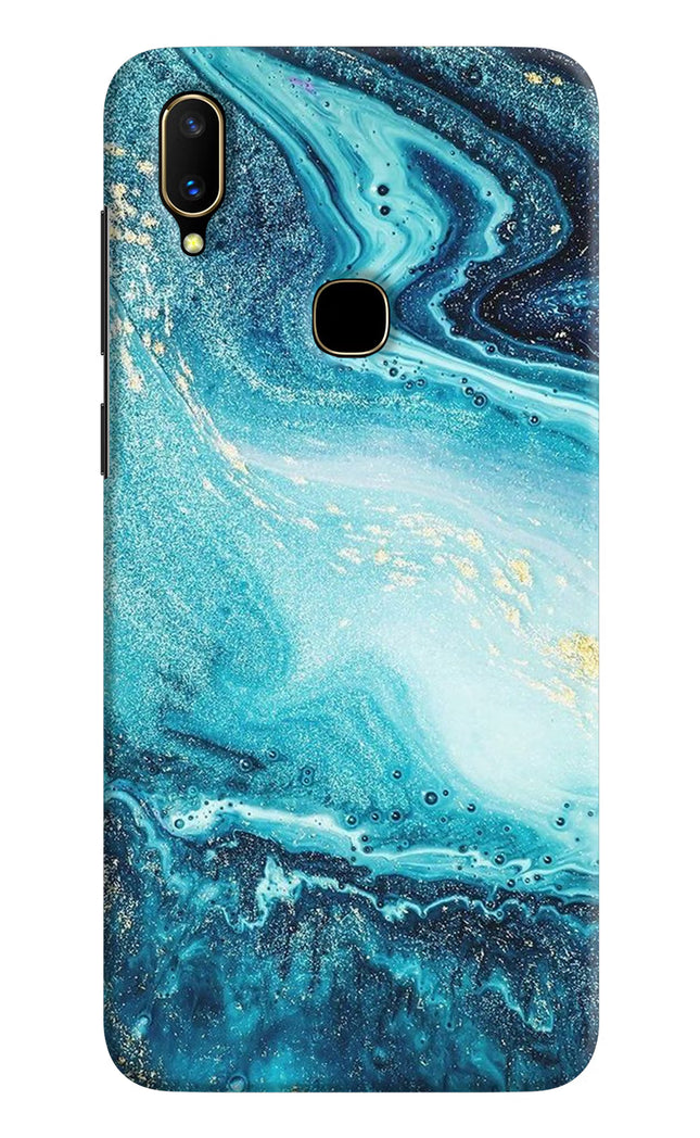Blue Glitter Marble Vivo V11 Hard Case Back Cover by Casekaro