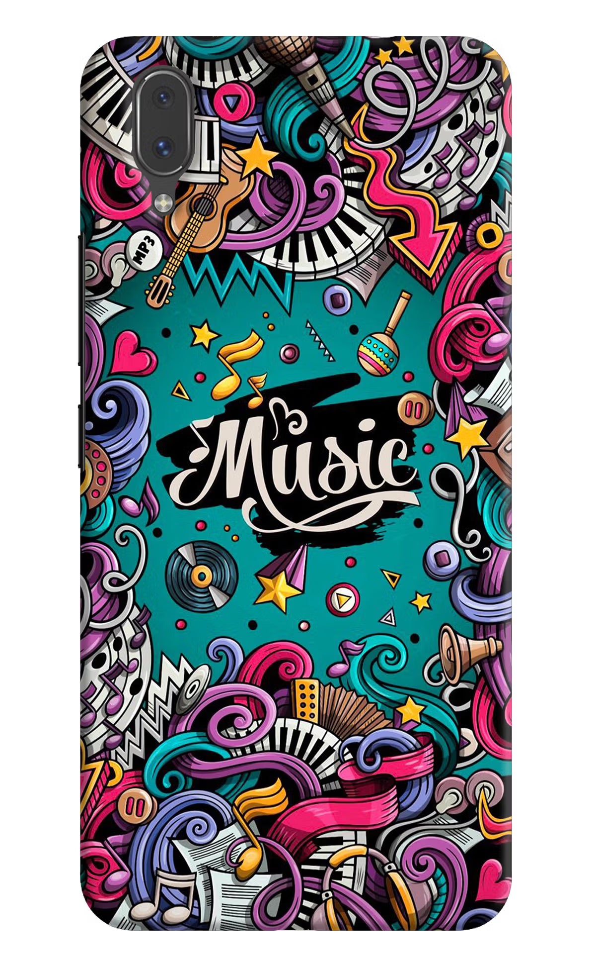 Music Graffiti Vivo X21 Hard Case Back Cover by Casekaro