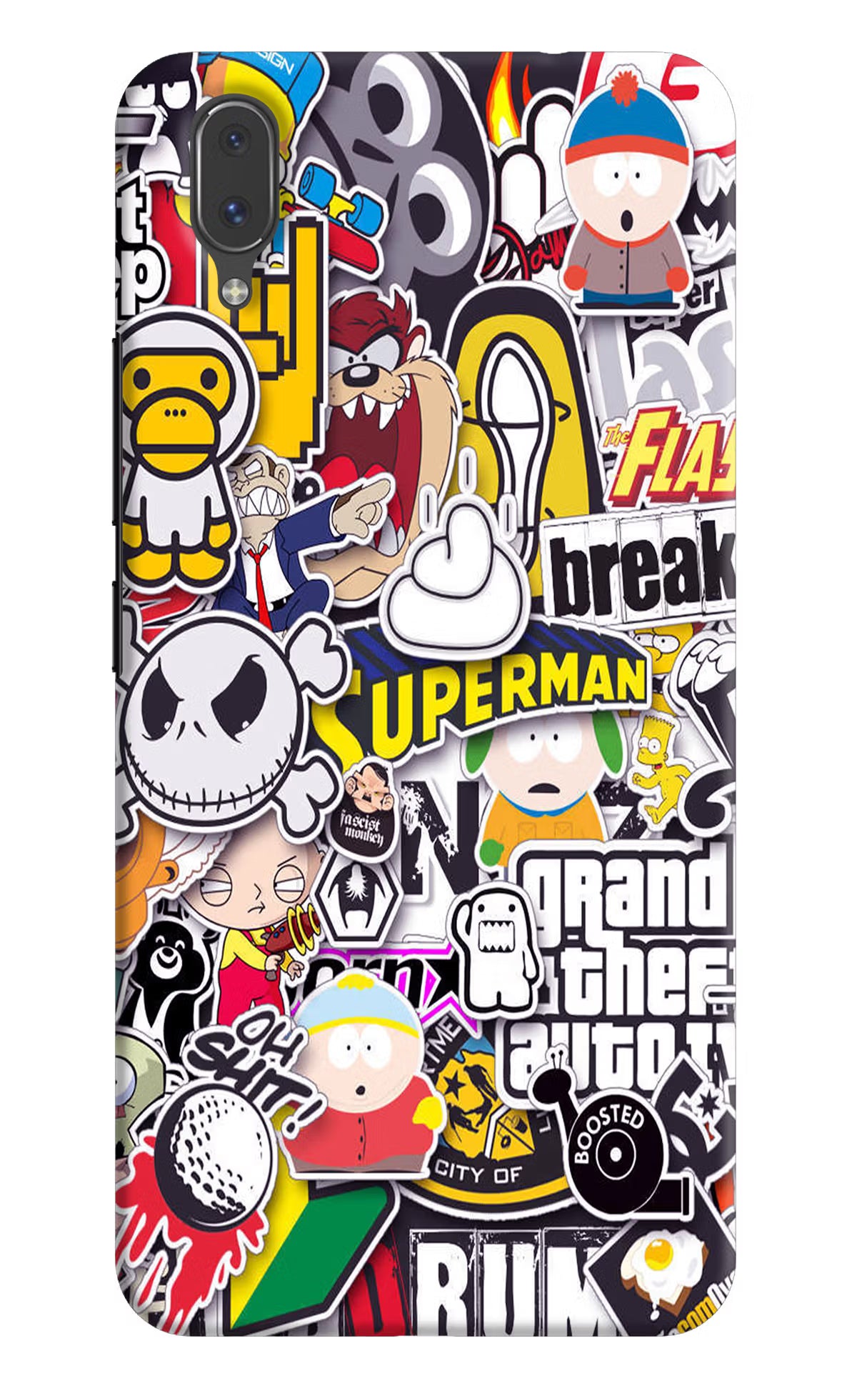 Sticker Bomb Vivo X21 Hard Case Back Cover by Casekaro