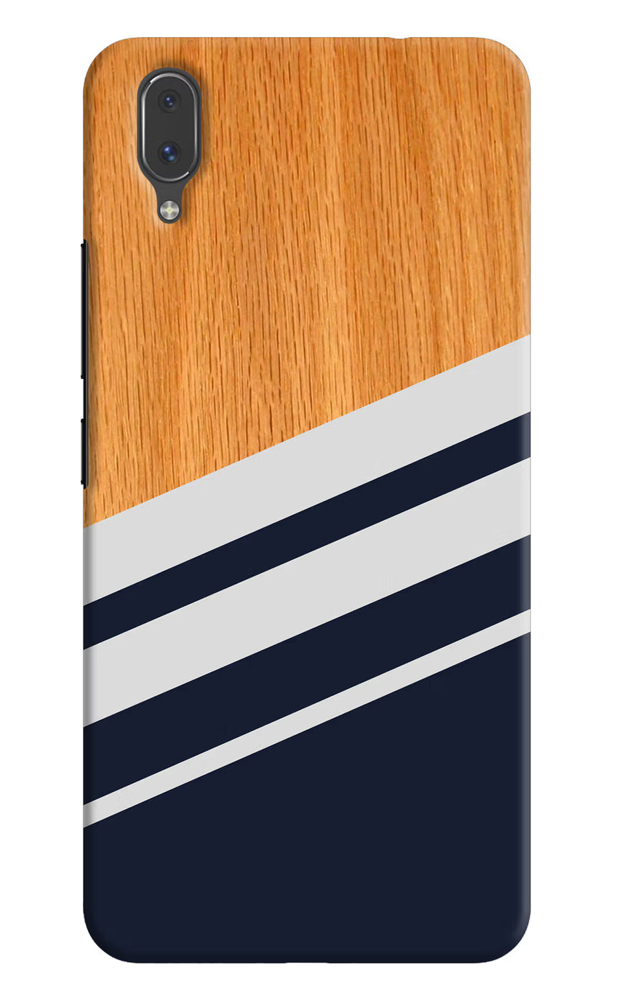 Blue and white wooden Vivo X21 Back Cover, Hard case
