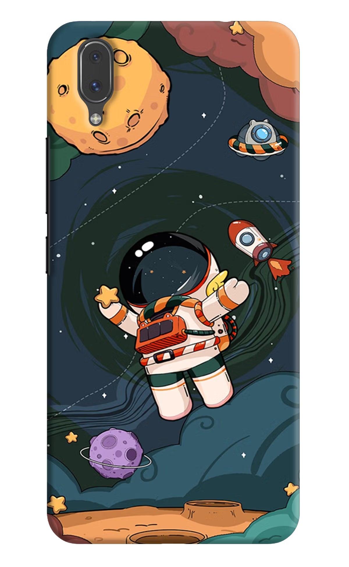 Cartoon Astronaut Vivo X21 Hard Case Back Cover by Casekaro