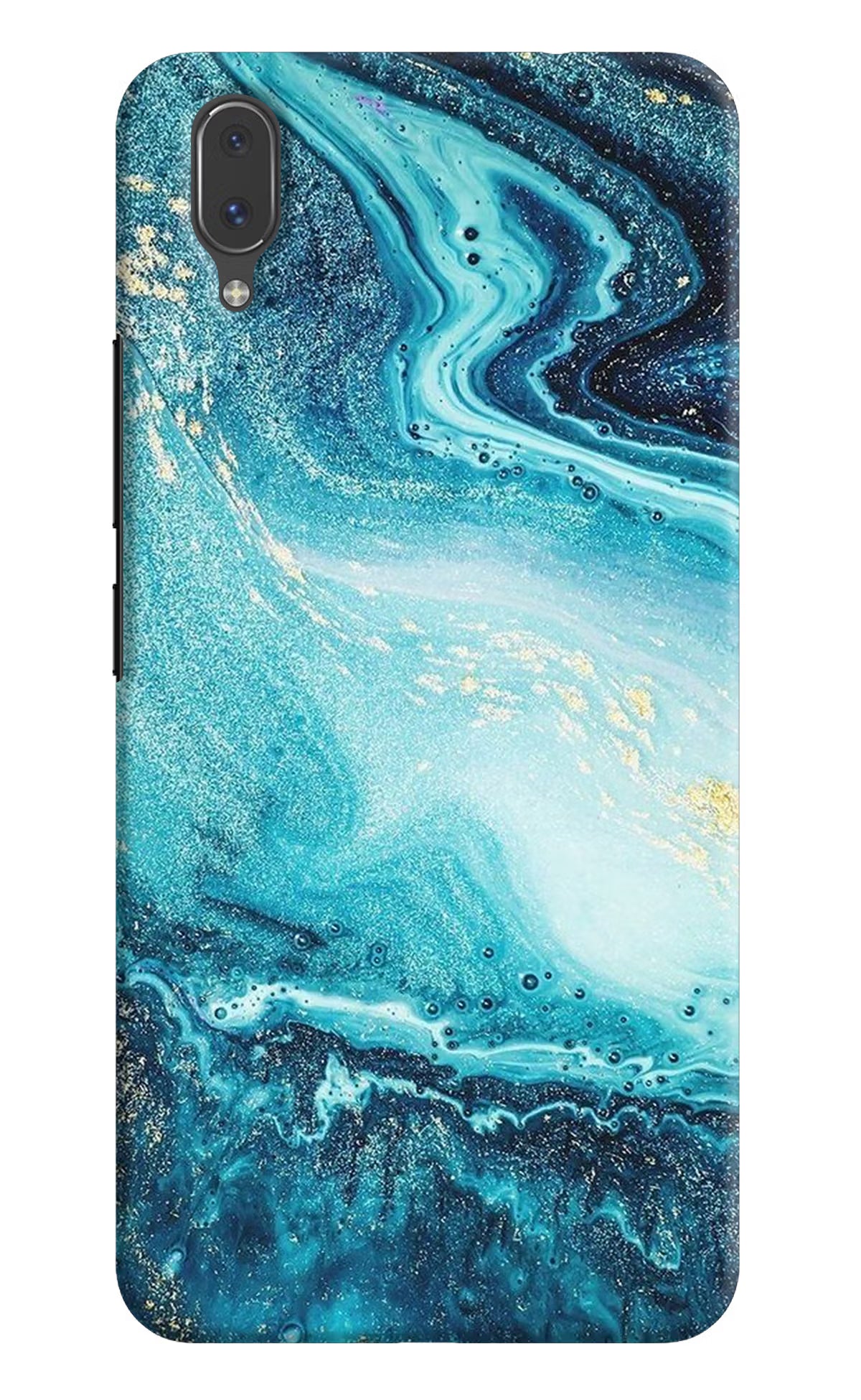 Blue Glitter Marble Vivo X21 Hard Case Back Cover by Casekaro