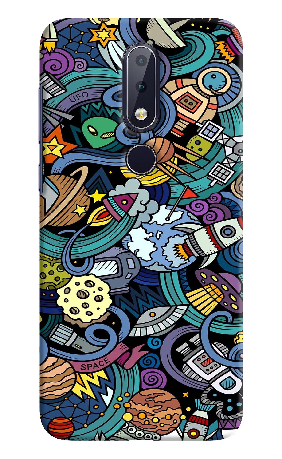 Space Abstract Nokia 6.1 plus Hard Case Back Cover by Casekaro