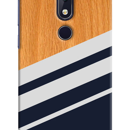 Blue and white wooden Nokia 6.1 plus Hard Case Back Cover by Casekaro