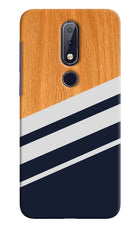 Blue and white wooden Nokia 6.1 plus Hard Case Back Cover by Casekaro