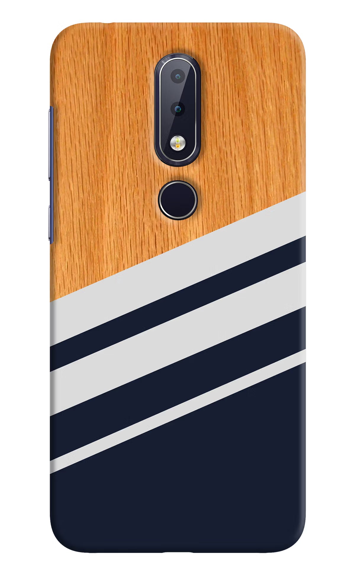 Blue and white wooden Nokia 6.1 plus Hard Case Back Cover by Casekaro