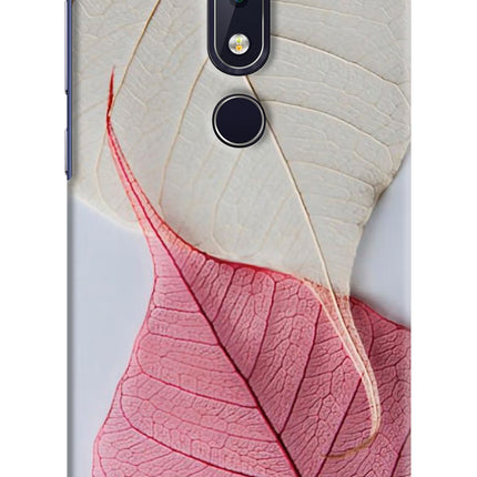 White Pink Leaf Nokia 6.1 plus Hard Case Back Cover by Casekaro