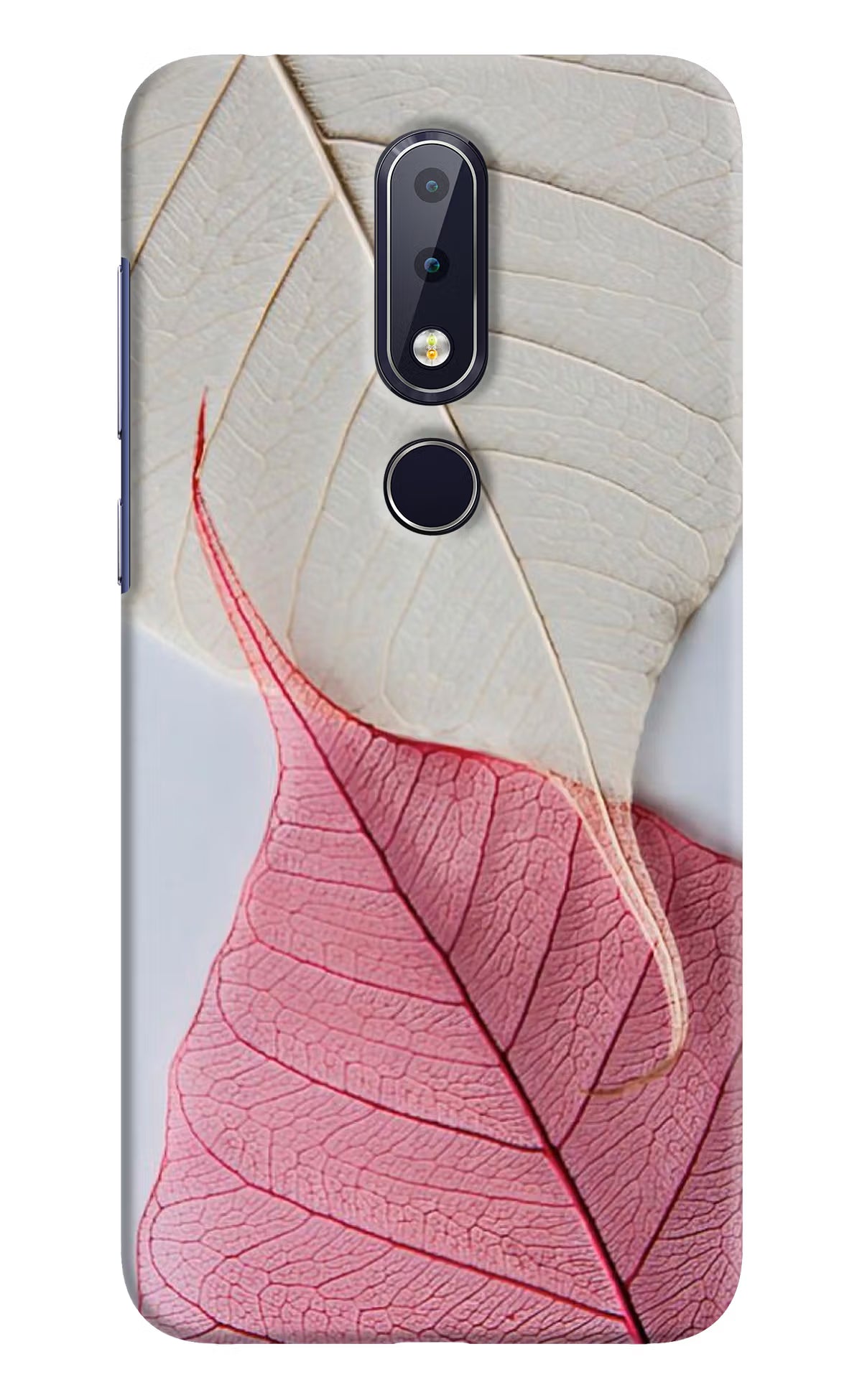 White Pink Leaf Nokia 6.1 plus Hard Case Back Cover by Casekaro