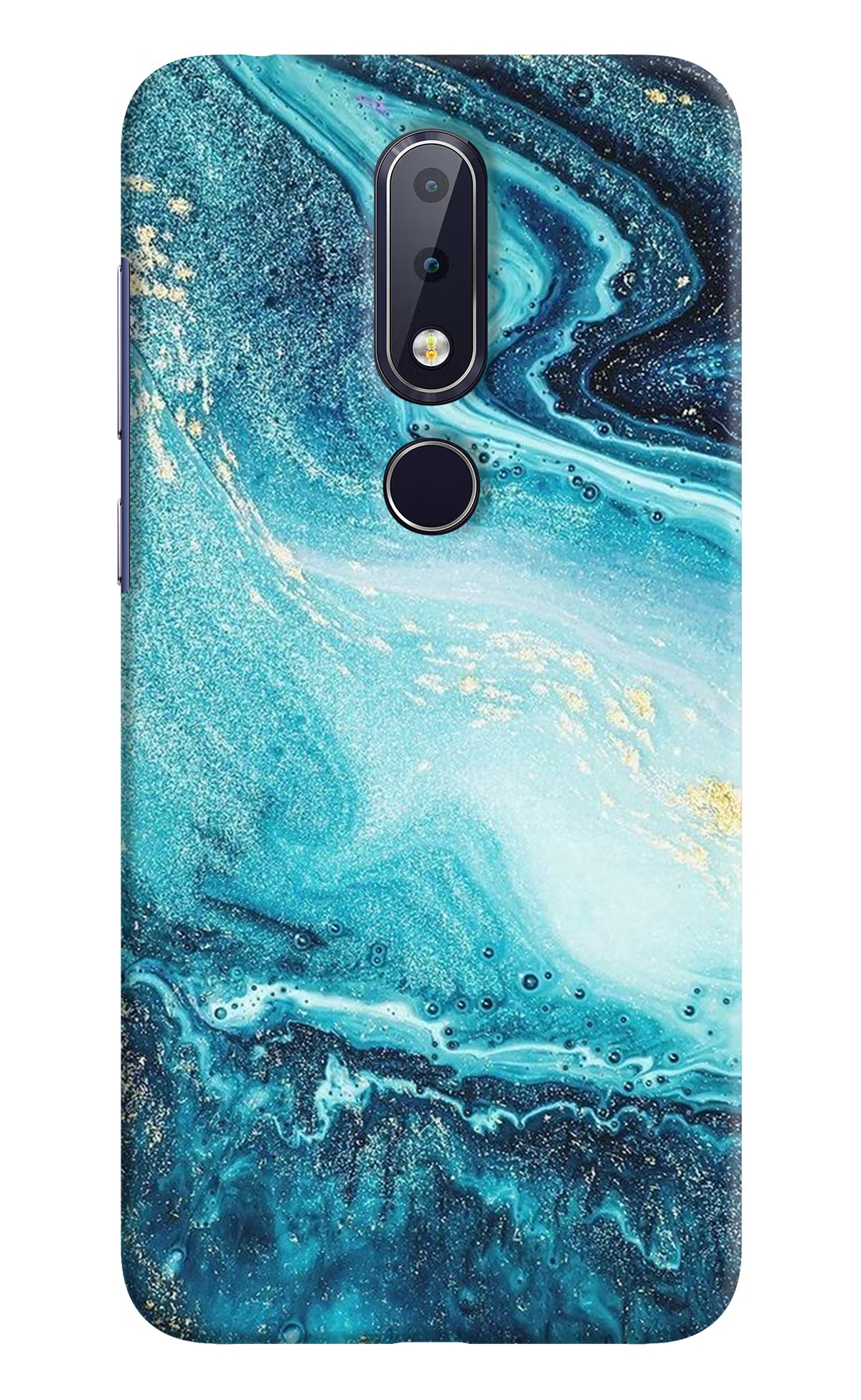 Blue Glitter Marble Nokia 6.1 plus Hard Case Back Cover by Casekaro