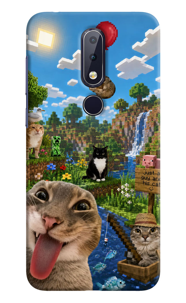 Minecraft Cat Chaos Nokia 6.1 plus Hard Case Back Cover by Casekaro