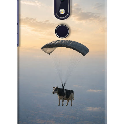 Skydiving Cow Nokia 6.1 plus Hard Case Back Cover by Casekaro