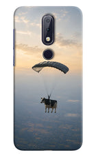 Skydiving Cow Nokia 6.1 plus Hard Case Back Cover by Casekaro