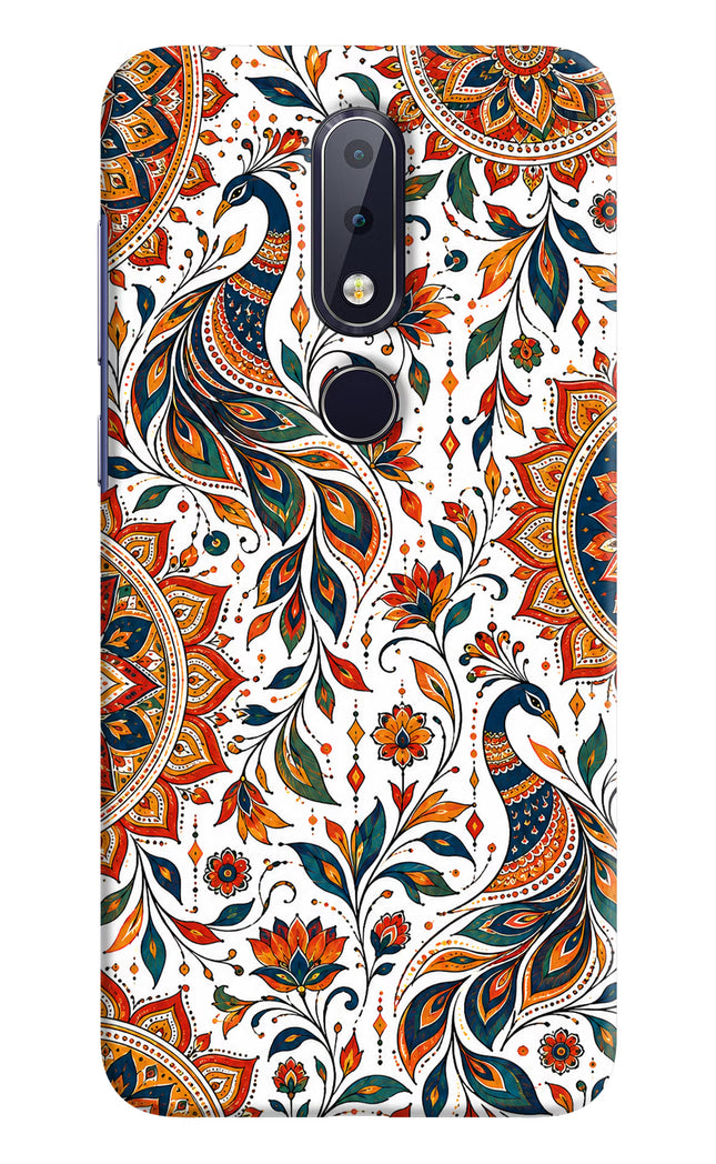 White Mayura Nokia 6.1 plus Hard Case Back Cover by Casekaro