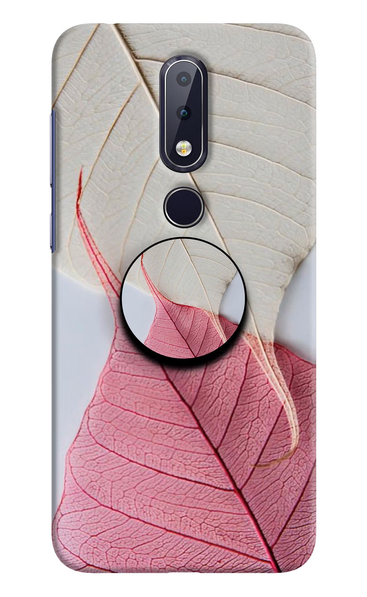 White Pink Leaf Nokia 6.1 plus Pop Case by Casekaro