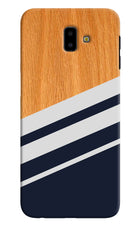 Blue and white wooden Samsung J6 plus Hard Case Back Cover by Casekaro