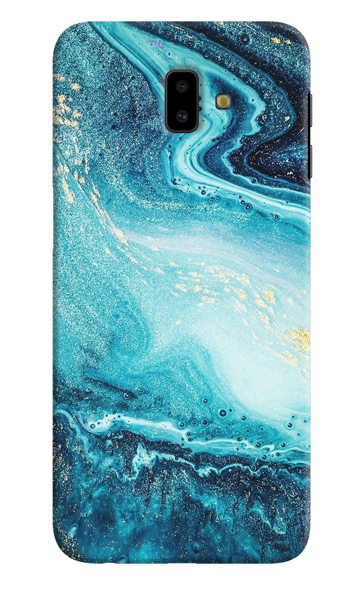 Blue Glitter Marble Samsung J6 plus Hard Case Back Cover by Casekaro