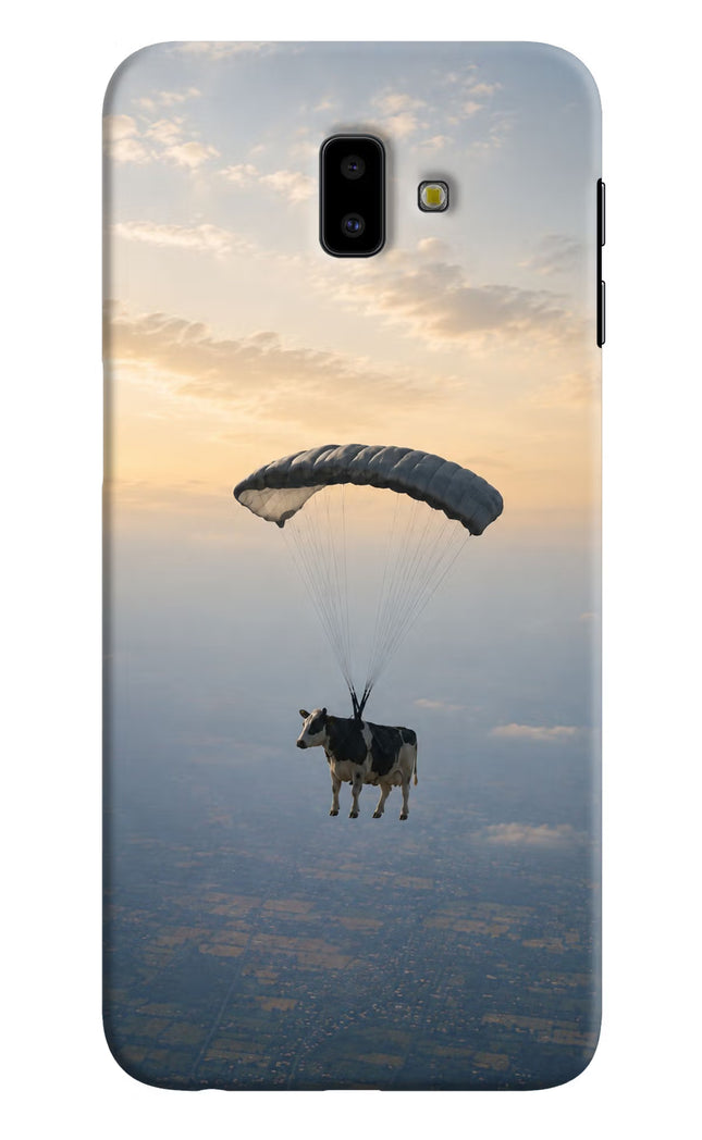 Skydiving Cow Samsung J6 plus Hard Case Back Cover by Casekaro