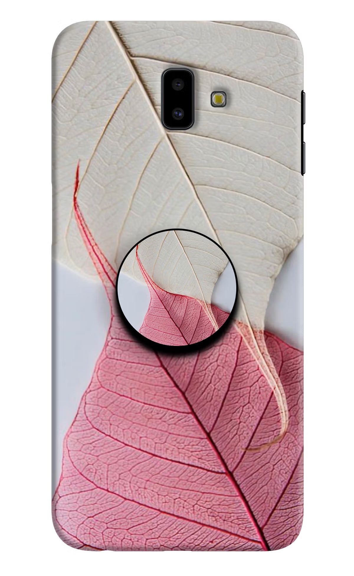 White Pink Leaf Samsung J6 plus Pop Case by Casekaro