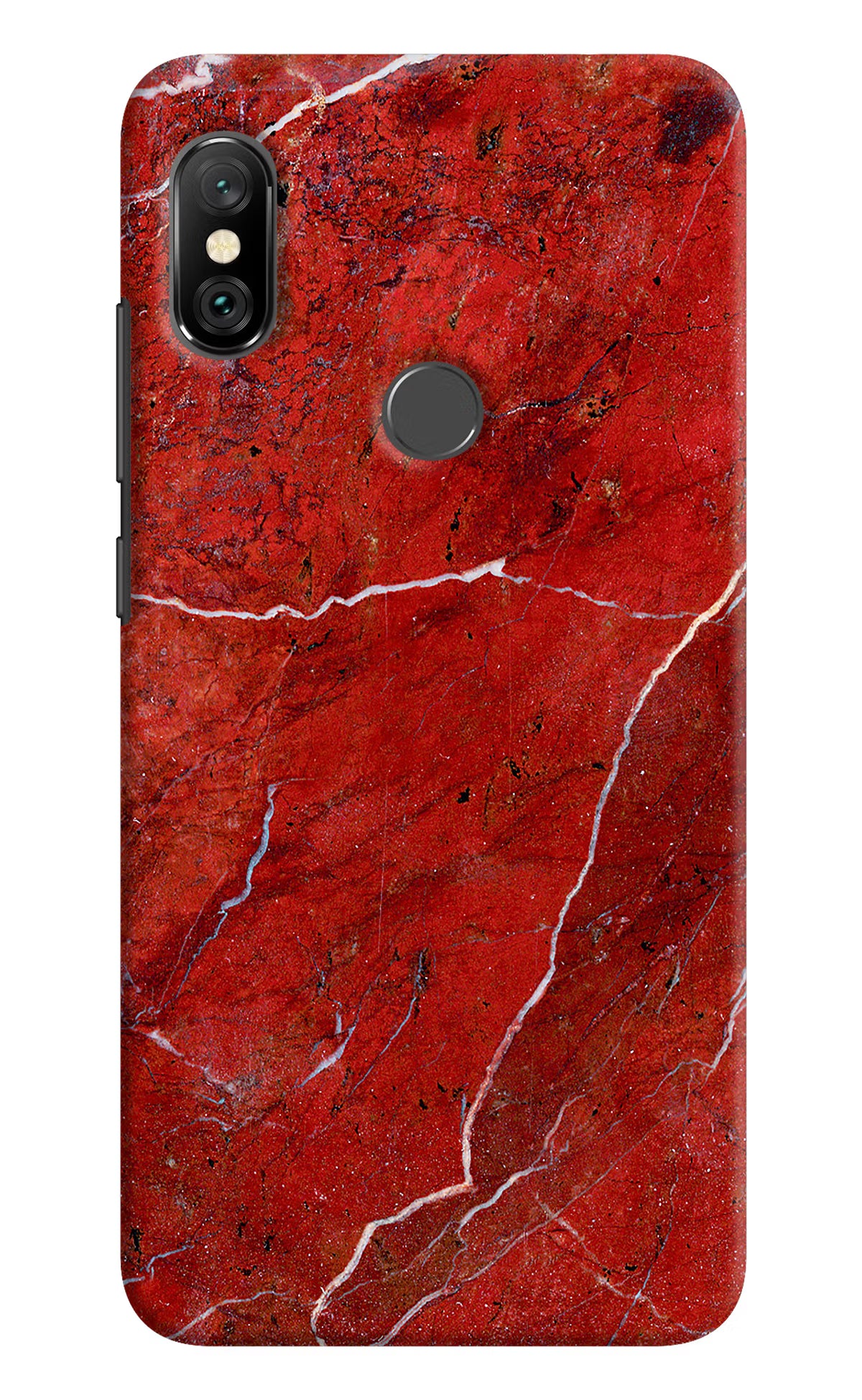 Red Marble Design Redmi Note 6 Pro Hard Case Back Cover by Casekaro