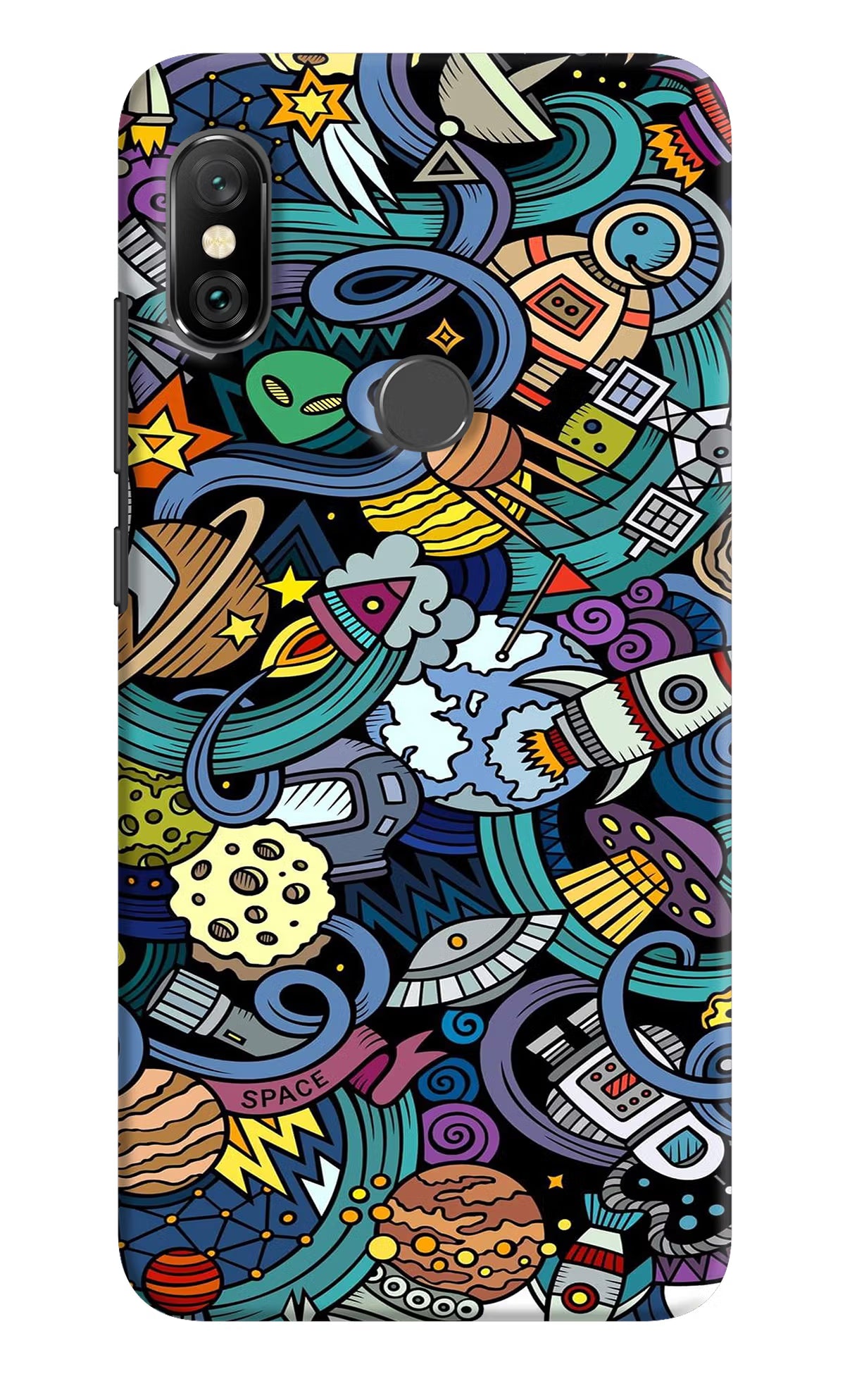Space Abstract Redmi Note 6 Pro Hard Case Back Cover by Casekaro
