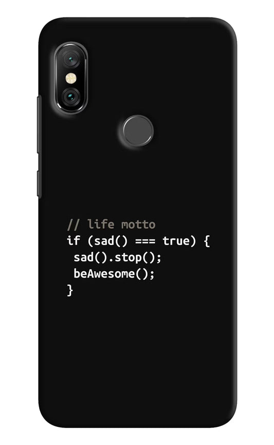 Life Motto Code Redmi Note 6 Pro Hard Case Back Cover by Casekaro