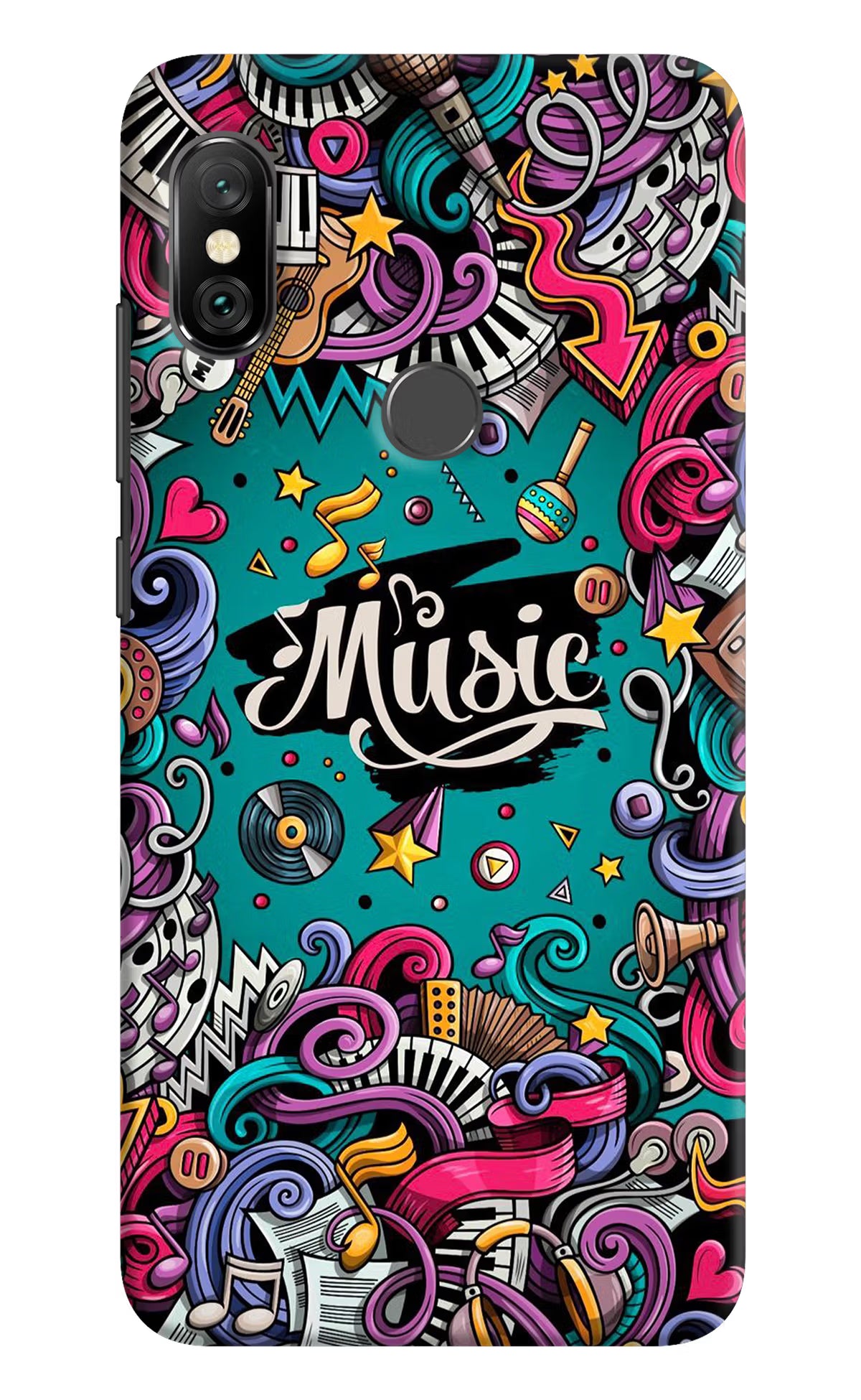 Music Graffiti Redmi Note 6 Pro Hard Case Back Cover by Casekaro