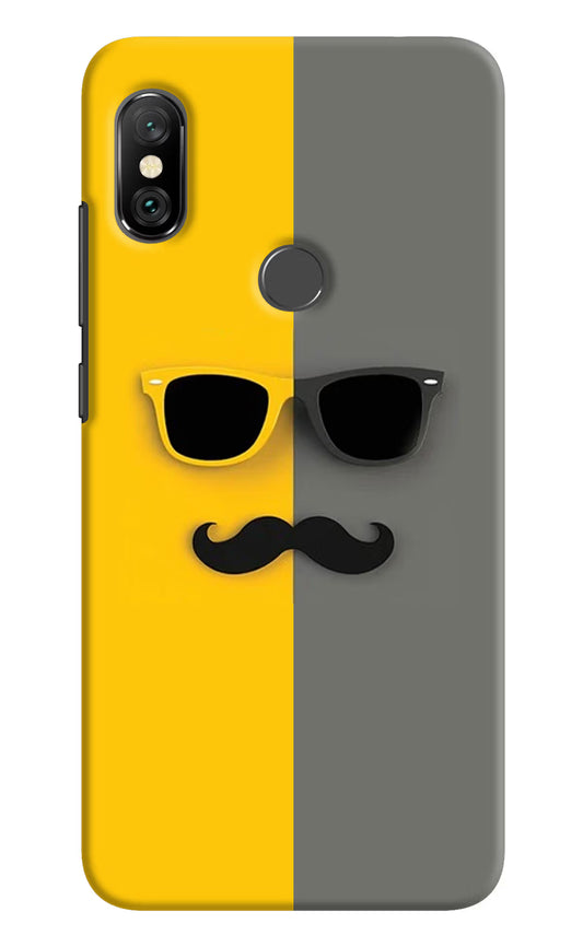 Sunglasses with Mustache Redmi Note 6 Pro Hard Case Back Cover by Casekaro