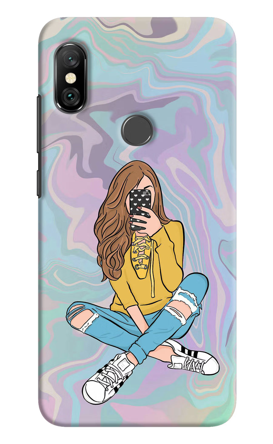 Selfie Girl Redmi Note 6 Pro Back Cover, Hard case