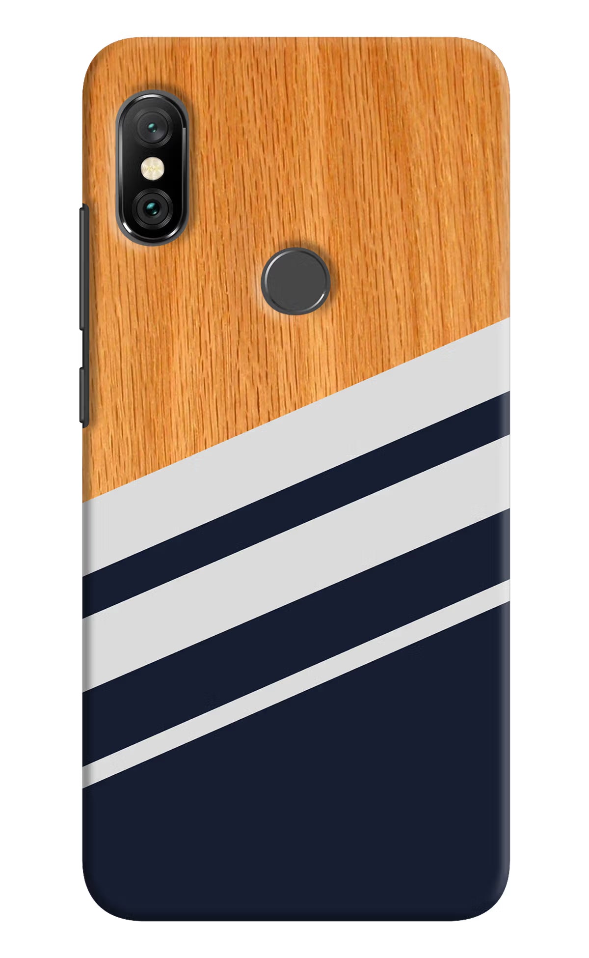 Blue and white wooden Redmi Note 6 Pro Hard Case Back Cover by Casekaro
